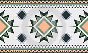 Green and orange ethnic native mexican style rug