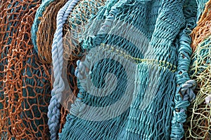 Green and Orange Fishing Nets