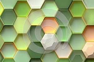 Green and Orange Hexagonal Pattern for Modern Design and Background Textures Generative AI