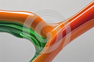Green and Orange liquid forms a beautiful abstract pattern