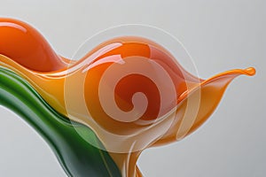 Green and Orange liquid forms a beautiful abstract pattern