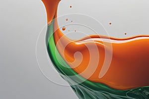 Green and Orange liquid forms a beautiful abstract pattern