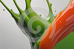 Green and Orange liquid forms a beautiful abstract pattern