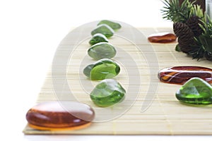 Green and orange stones for spa