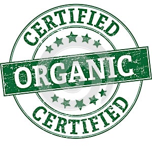 Green organic certified round stamp