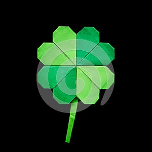 Green origami paper shamrock clover leaf