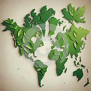 Green Our World. Earth Day Map Leaf. Earth Day concept
