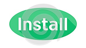 Green oval Install button icon for software setup, vector design Generative AI