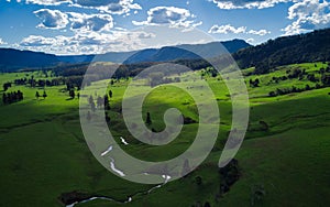 Green paddock facing Condamine Gorge in Queensland