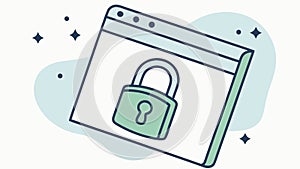 Green padlock on browser window, secure website, vector design Generative AI