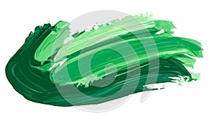 Green paint brush stroke isolated over the white background, with clipping path