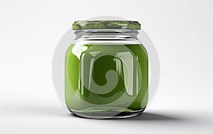 Green Paint Jar Unsealed on Transparent Backdrop -Generative Ai