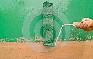 Green paint roller