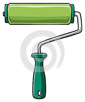 Green paint roller illustration isolated on white background