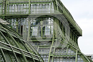 Green painted iron palm house