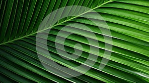 Green palm leaf pattern texture background. Tropical palm leaf close up. Generative AI