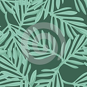Green Palm Leaf Seamless Pattern