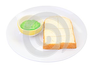 Green pandan custard steamed bread plate