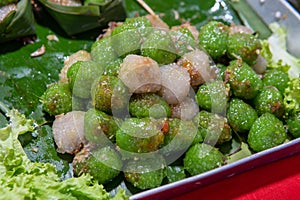 Green Pandan Rice Sweet Ball Street Food