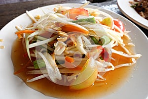 Green papaya salad. spicy thai food