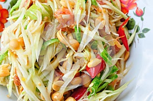 Green papaya salad Thai cuisine spicy delicious