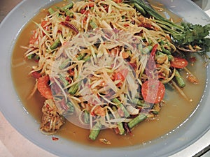 Green papaya salad Thai cuisine spicy delicious