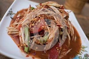 Green papaya salad Thai cuisine spicy delicious :