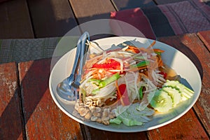 Green papaya salad thai food