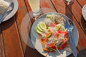 Green papaya salad thai food