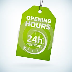 Green paper 24h nonstop opening hours tag photo