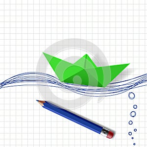 Green paper boat