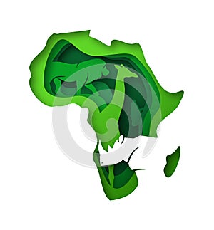 Green paper cut africa wild safari animal concept