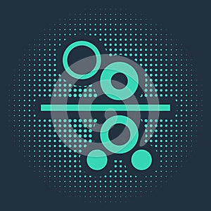 Green Paper roll of a printing press icon isolated on blue background. Abstract circle random dots. Vector