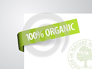 Green paper tag for organic item photo
