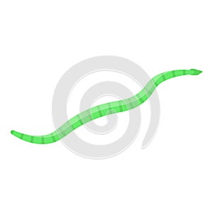 Green parasite worm icon, isometric style