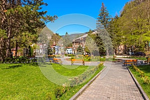 Green park in Borjomi, Georgia