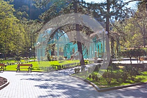 Green park in Borjomi, Georgia