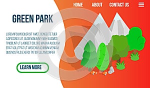 Green park concept banner, isometric style