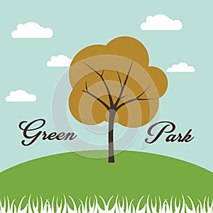 Green Park Environmental Landscape vector illustration design, eco friendly green park on blue background and some clouds