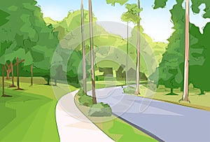 Green Park Forest Road Modern City Vector