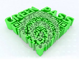 Green pass barcode qr 3d