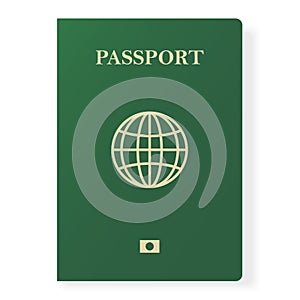 Green passport isolated on white. International identification document for travel. Vector illustration.