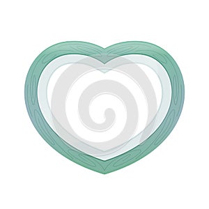 Green pastel color wood frame Heart shape isolated white background, Heart-shape frame for lover photo wedding and familly, Wooden