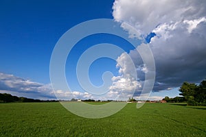 Green pasture and thunder