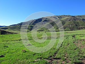 Green pastures at Avoca valley of Southern Drakensberg photo