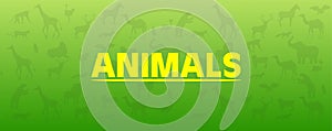 Green pattern with animal silhouettes. Vector Cartoon Flat Illustration background. Can be used for textile, website