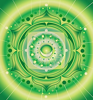 Green pattern, mandala of anahata chakra