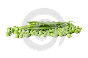 Green pea seeds isolated on white background