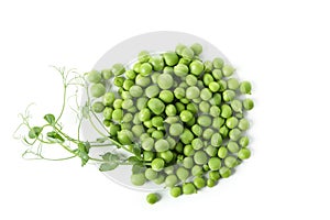 Green pea seeds isolated on white background