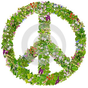 Green Peace symbol from spring plants